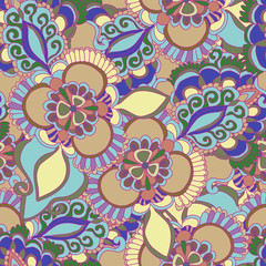 Seamless floral abstract ethnic pattern