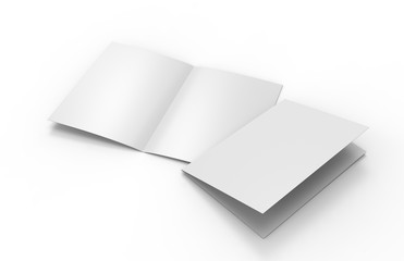 A3 half-fold brochure blank white template for mock up and presentation design. 3d illustration.