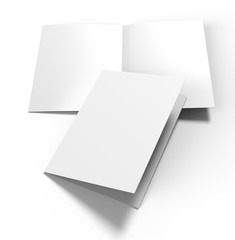 A3 half-fold brochure blank white template for mock up and presentation design. 3d illustration.