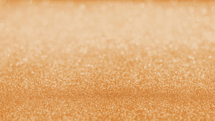 Copper gold blur glitter bokeh background with blurry white silver sparkling light of metallic...
