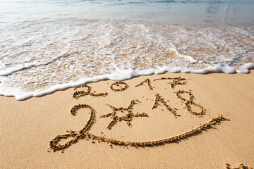 Happy New Year 2018 on the beach