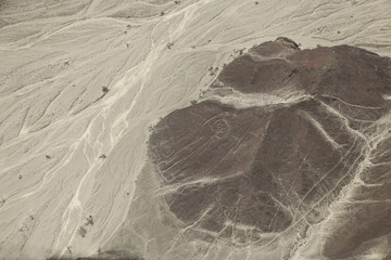 Nazca desert, Peru, hieroglyph astronaut