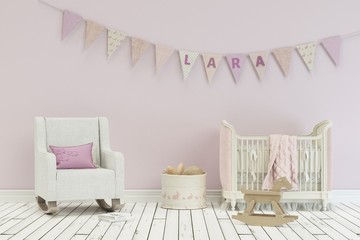 Kinderzimmer mit Wimpelgirlande - Name Lara