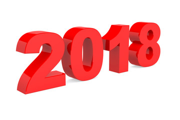 2018 3D in Red Color With White Background, 3D Illustration
