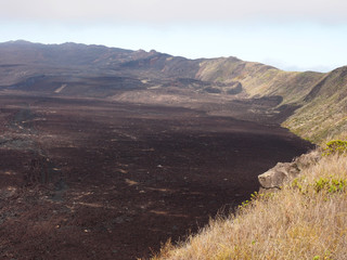 The surface of the Sierra Negra volcano resembles the lunar landscape, Isabela Island, Galapagos, Ecuador