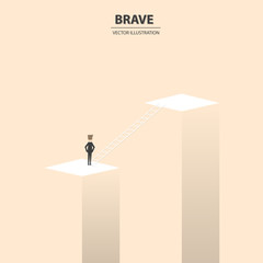 A businessman climbing to the graph column for the future growth. Business concept of opportunities, challenge, vision and future. Vector illustration.