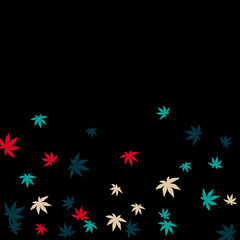 Vector Confetti Background Pattern. Element of design. Colored leaves on a black background