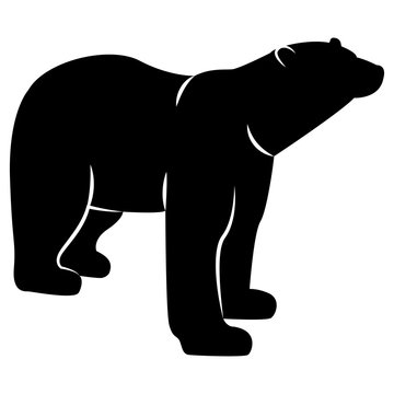 Vector image of a white bear silhouette on a white background