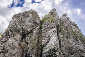 Rock formation of Polish Jurassic Highland, Silesia region in Poland near Ogrodzieniec Castle