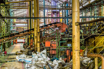 Interior of an old sugar factory near Surabaya in Indonesia