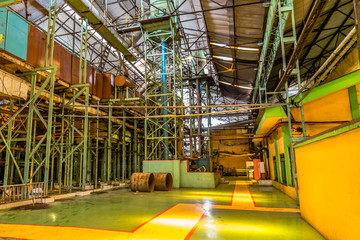 Interior of an old sugar factory near Surabaya in Indonesia