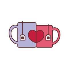 Coffee and Tea Couple Glass Mug Vector Illustration Graphic