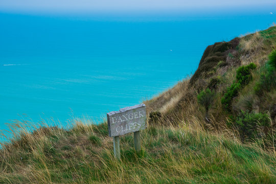 Limestone Cliffs Near Cape Kidnappers Golf Course, With Views Of South Pacific Ocean, New Zealand