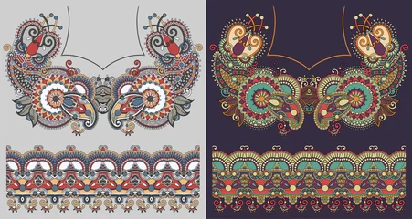 Poster neckline embroidery fashion design to print on fabric © Kara-Kotsya