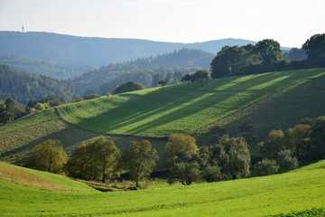 Fototapeta na wymiar Landschaft zwischen Ursenbach und Oberflockenbach im Odenwald