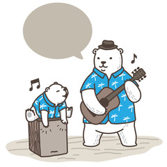 bear vector polar bear icon logo play guitar illustration character cartoon music drum summer