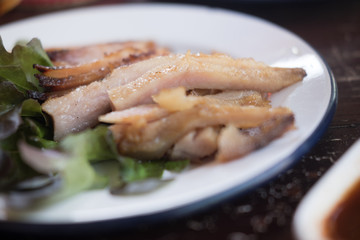 Charcoal boiled pork neck grill pork