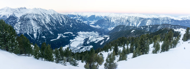 Panorama View of Mountains in winter in Öztal near Sölden in Austria, Tirol