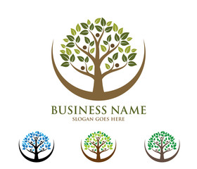 Obraz premium green community organization tree logo