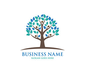 Obraz premium community organization tree in the horizon logo