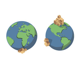 Global logistics network Flat isometric vector illustration