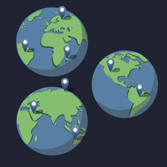 Global logistics network. Transportation over world. Flat vector illustration.