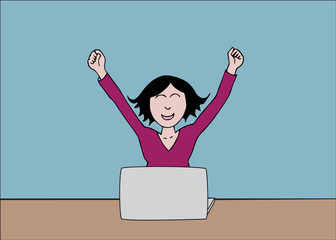 Happy woman with laptop