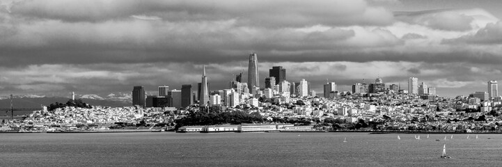 Obraz premium Panorama monochrom Skyline San Francisco