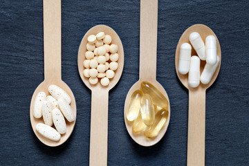 Supplements on wooden spoons
