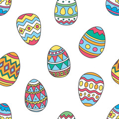 Easter Eggs seamless pattern vector scarf illustration wallpaper background isolated doodle colorful