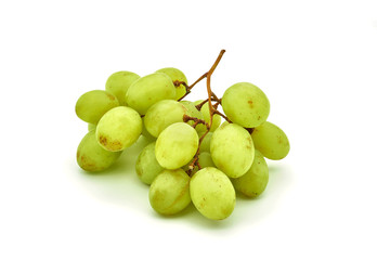 bunch of white grapes isolated on a white background