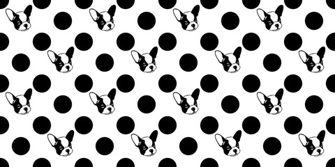 dog  seamless french bulldog vector pattern polka dot isolated wallpaper background white