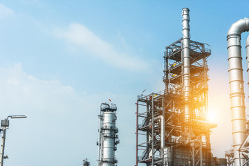 Industrial zone. Plant oil and gas refinery industry.