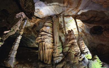 Cave formations in limestone cavern