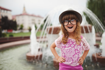 little hipster girl with big glasses