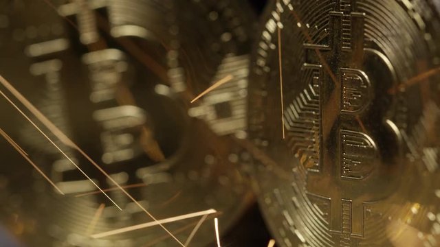 Bitcoin token on black background isolated crypto currency