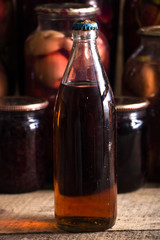 home preservation in a dark cellar in which breaks through several rays of light