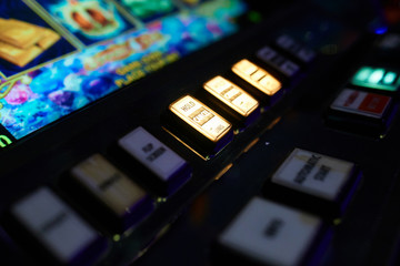 Fototapeta na wymiar Slot machine closeup