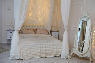 Bedroom white bed in the room