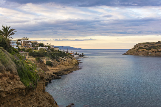 Panoramic view of traditional fishing village of Mochlos, Crete, Greece