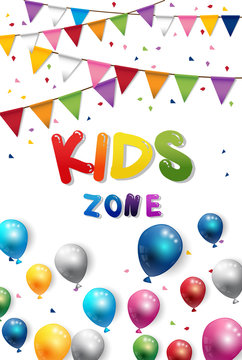 Party happy kids day and Birthday Flags Background Vector