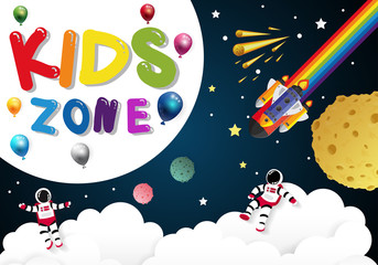 kids day for Children playing in space,vector