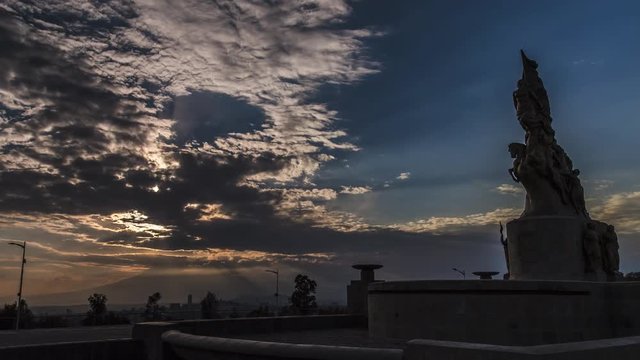Sunset in the forts of Loreto and guadalupe in puebla timelapse