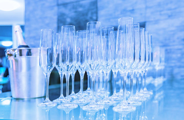 colored wine glasses, abstract, selective focus