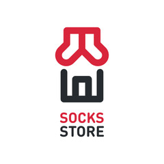 Creative Concept for Socks Shop Store. Logo Design Template with Building Roof Symbol
