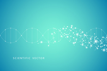 Abstract molecule background, genetic and chemical compounds, connected lines with dots, medical, technological and scientific concept, vector illustration.