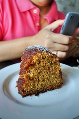 banana cake on plate