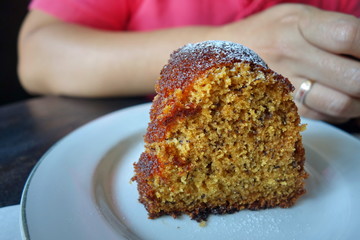 banana cake on plate