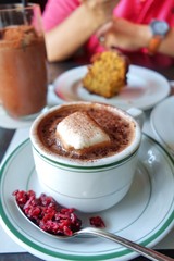 a cup of hot chocolate and marshmallow