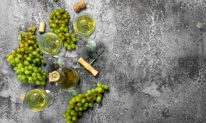 White wine from green fresh grapes.